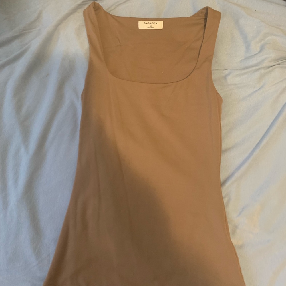 Babaton Tan Fitted Sleeveless Tank Top